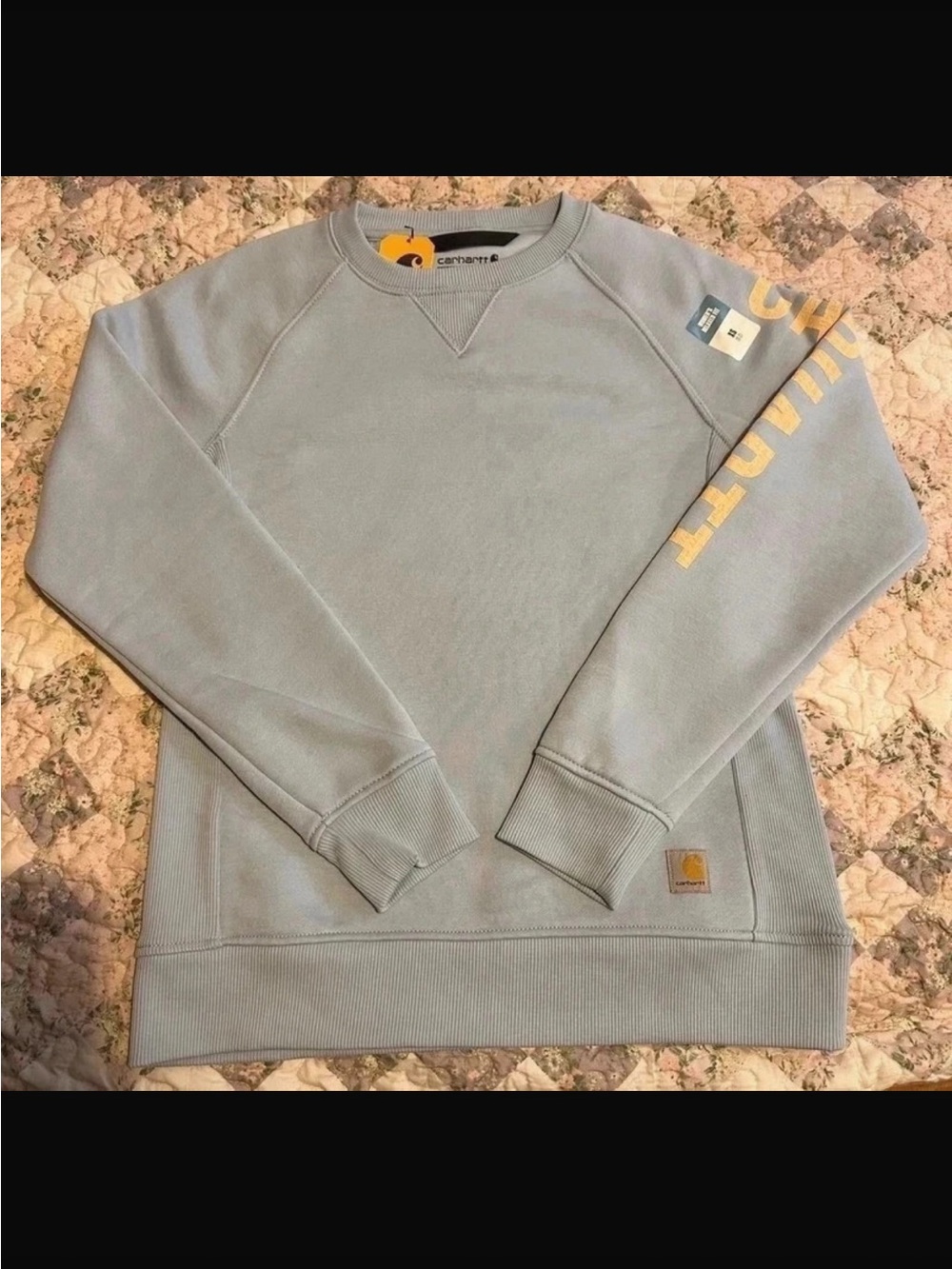 Carhartt Midweight Thick Warm Cozy Textured Sleeve Logo Pullover Sweater